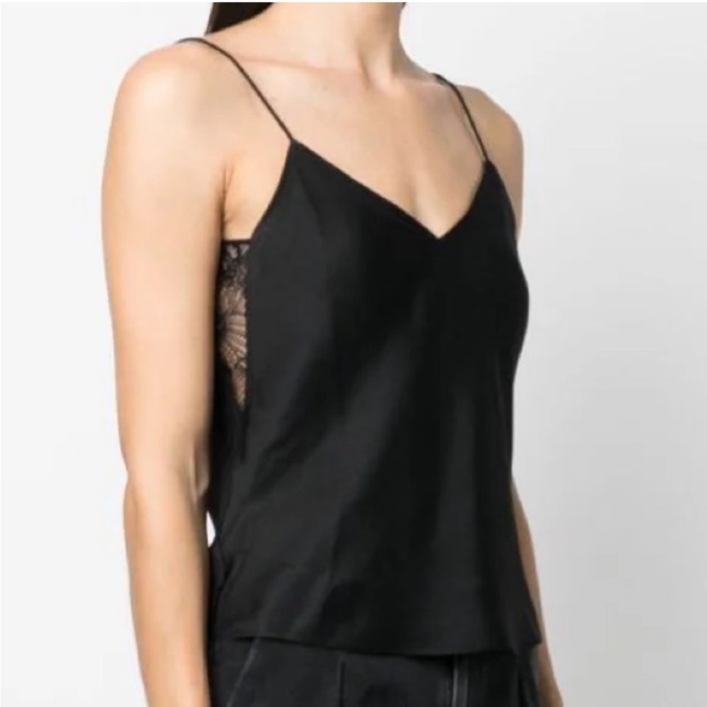 Ba$Sh Black Clarisse Chantilly-lace Detailing Top in Size Medium